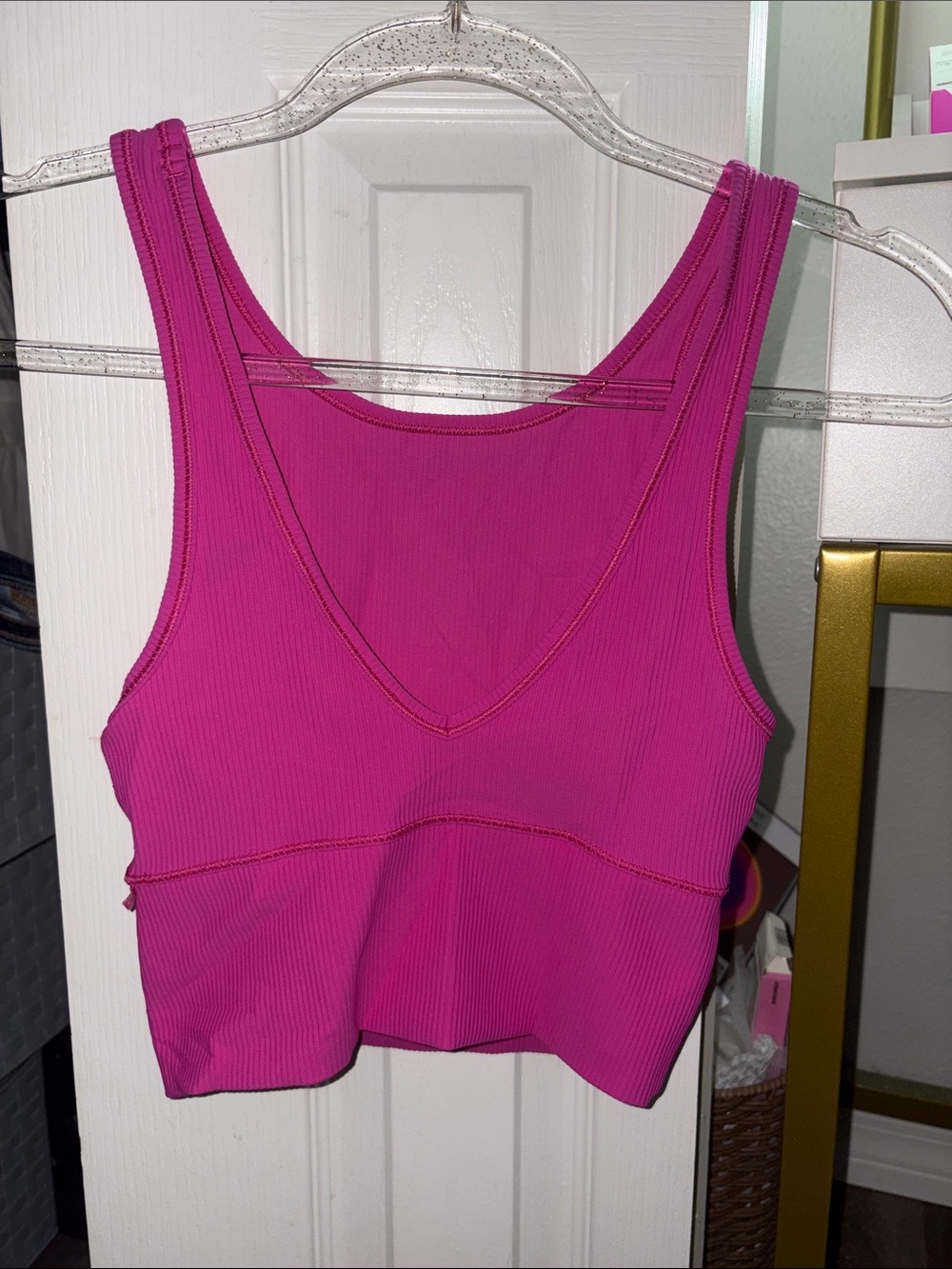 lululemon athletica Ribbed V-Neck Crop Tank - Fuchsia